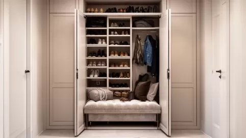 Szafa z siedziskiem tapicerowanym